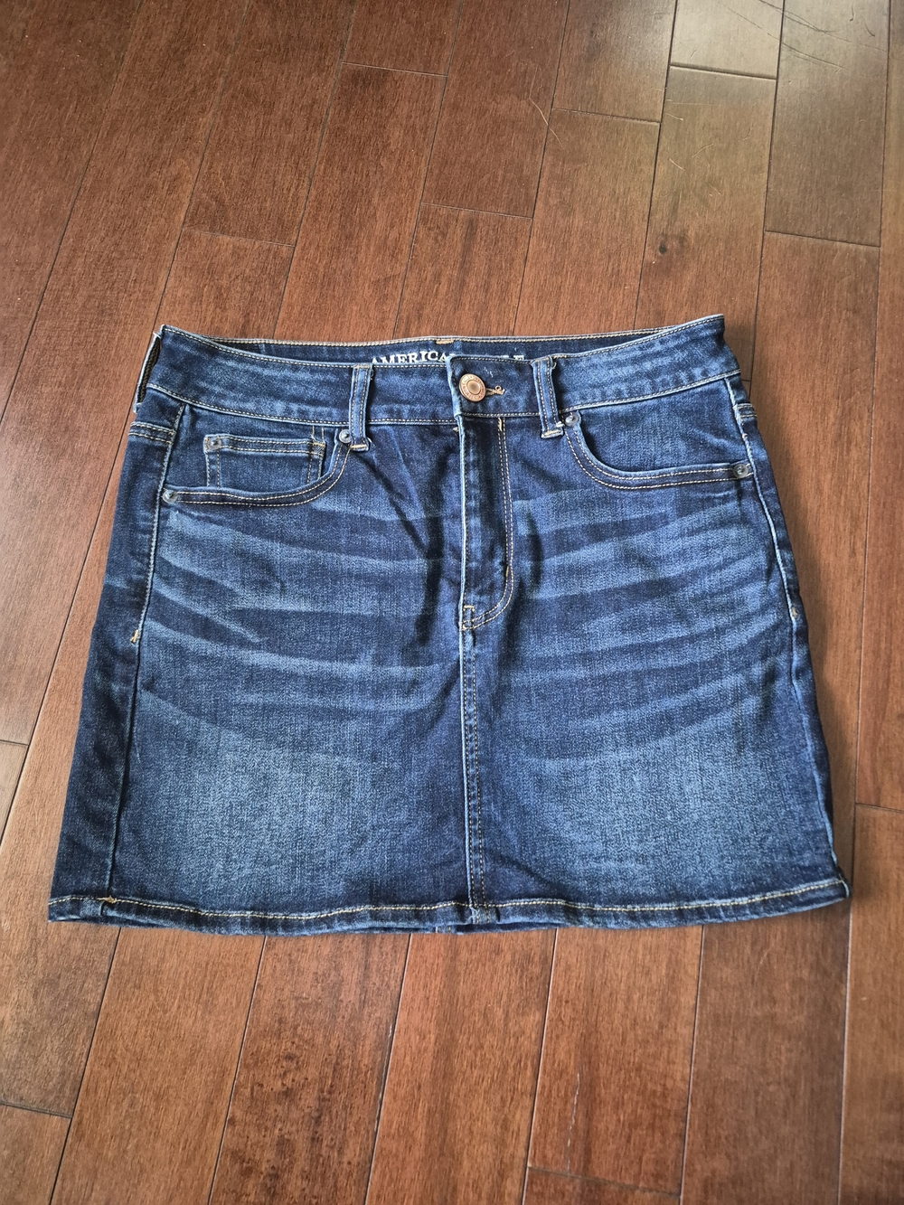 American Eagle Outfitters Dark Blue Denim Mini Skirt and a Black Skort.